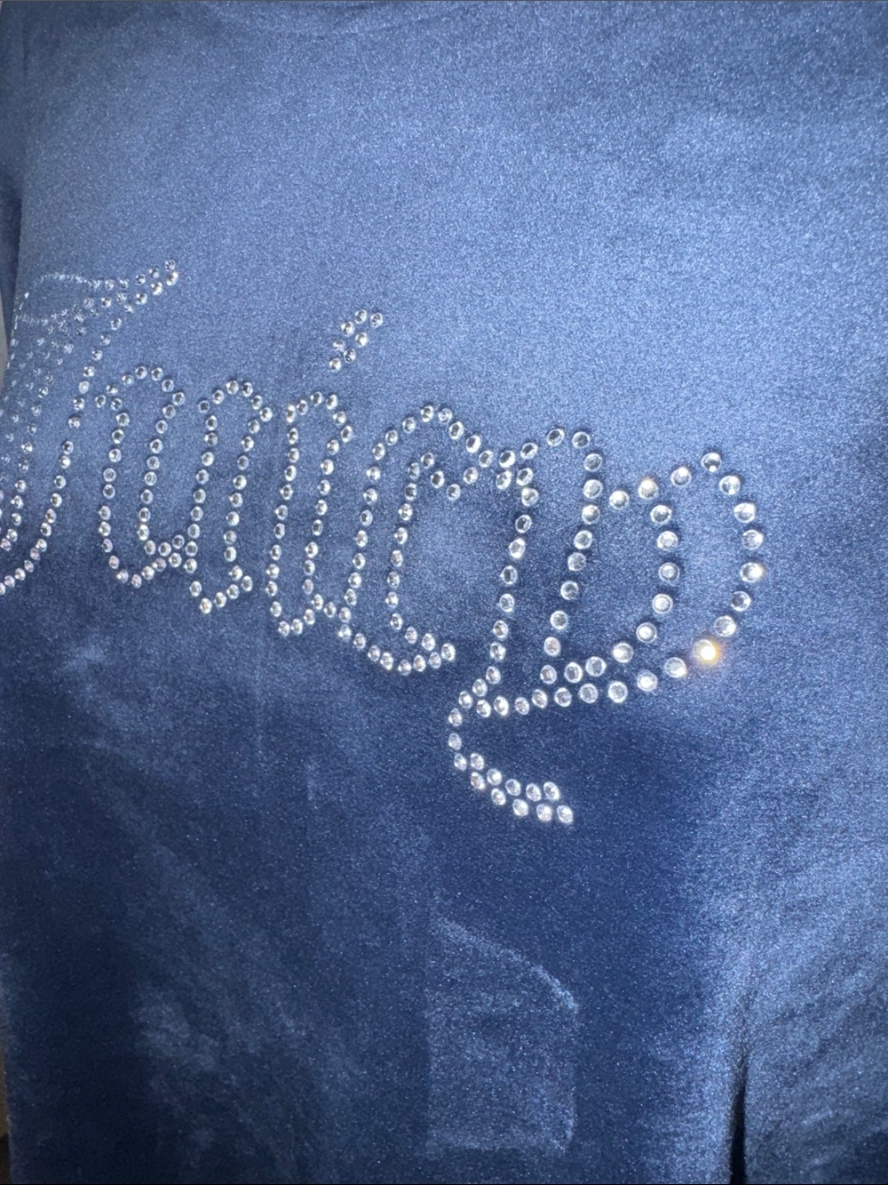 Juicy Couture- NWT Navy Velour Rhinestone Logo Pullover size XL - Picture 11 of 16